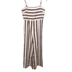 GB Gianni Bini Women's Jumpsuit Romper Black White Stripes Tie Back Size Small